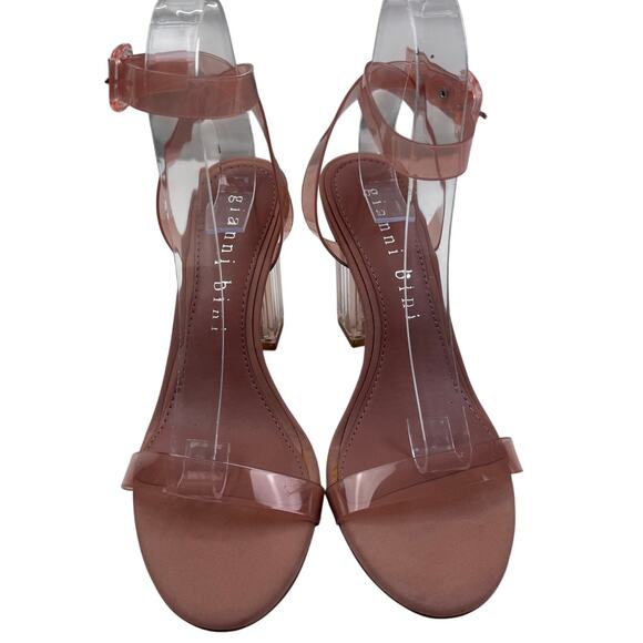 Gianni Bini Nude Clear Strap Acrylic Heel Strappy Heels Women's Size 8.5 - Picture 2 of 8